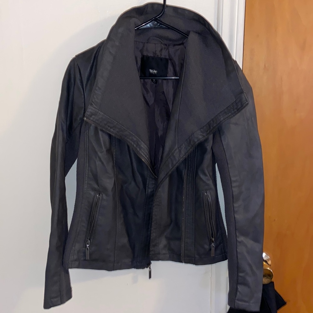 Women's grey (taupe) faux leather jacket, S